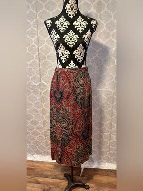 Vintage 90s Talbot’s Petities Ornate Paisley wrap skirt size 10P